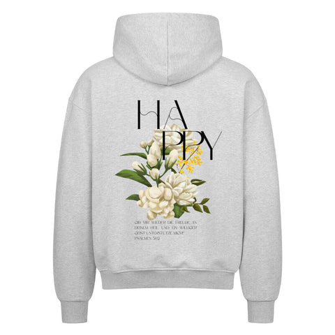 Oversized Zipper Hoodie - Happy