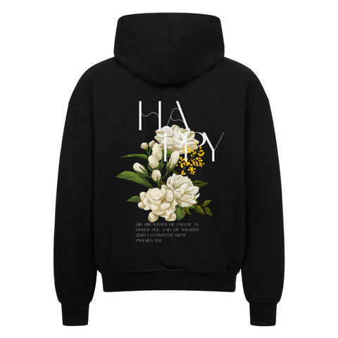 Oversized Zipper Hoodie - Happy