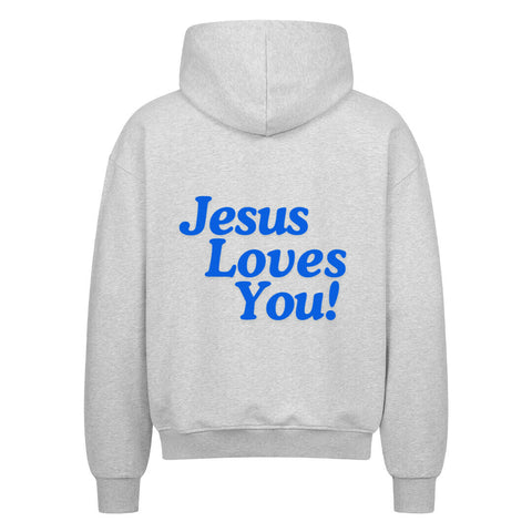 Oversized Zipper Hoodie - Jesus loves you